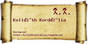 Kolláth Kordélia névjegykártya